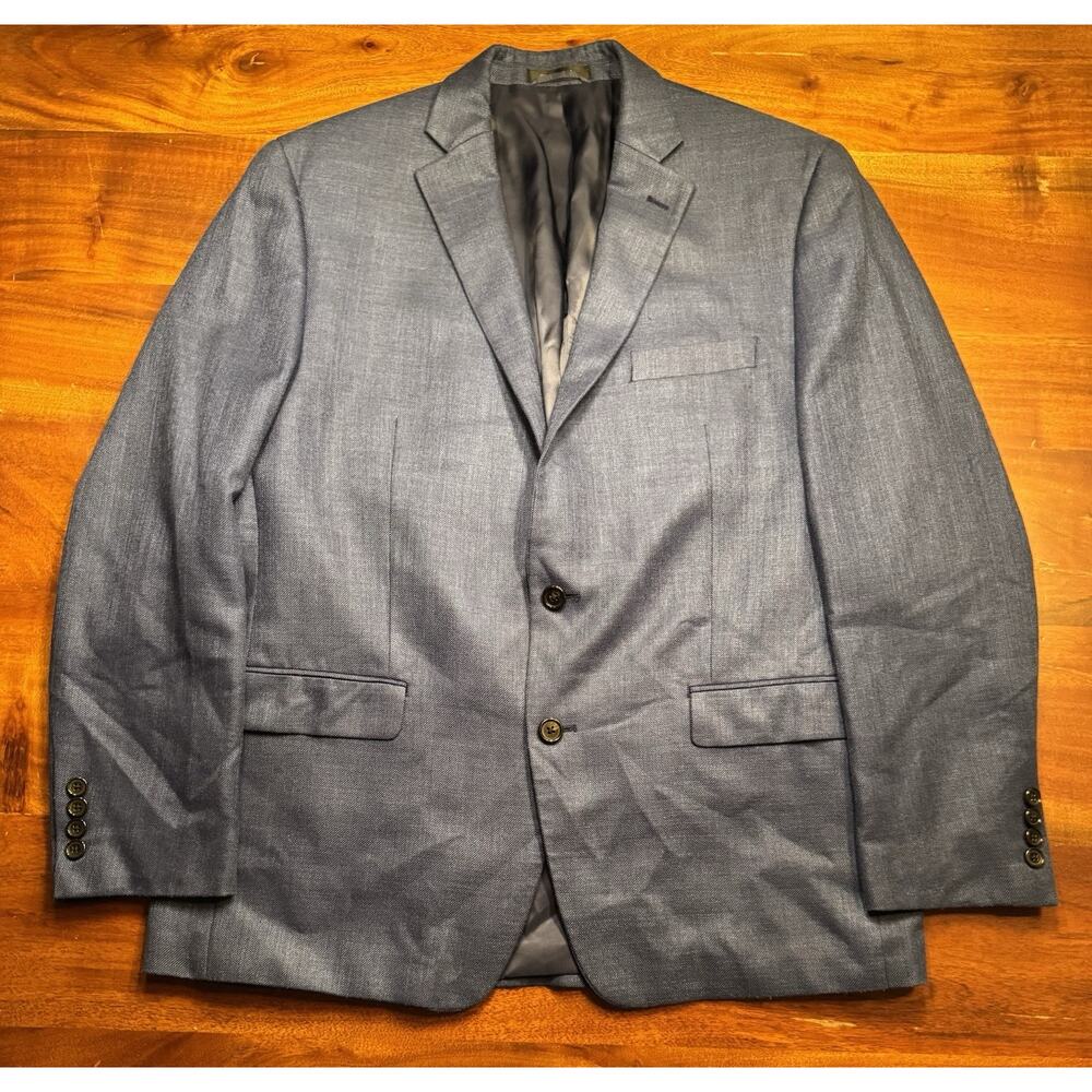 Lauren Ralph Lauren Mens Blue 2 Button Linen Blend Blazer Sports Coat Sz 44R